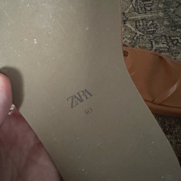 ZARA Flat Platform Strappy Leather Sandals Camel Sz 40/9.5 Chic Minimalist 90s - Picture 14 of 14